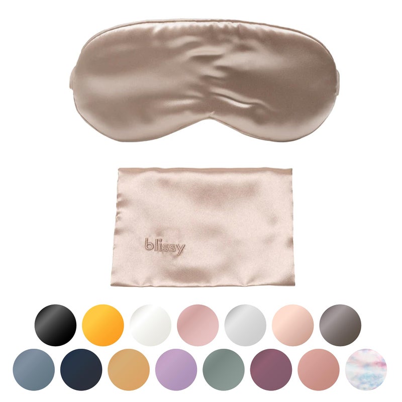 Blissy Silk Sleep Mask Eye Sleeping Mask for Women Men for Total Blackout 100 Pure Mulberry Silk 22 Momme 6a Fibers Blindfold Sleep Mask Side Sleeper Eye Cover Champagne